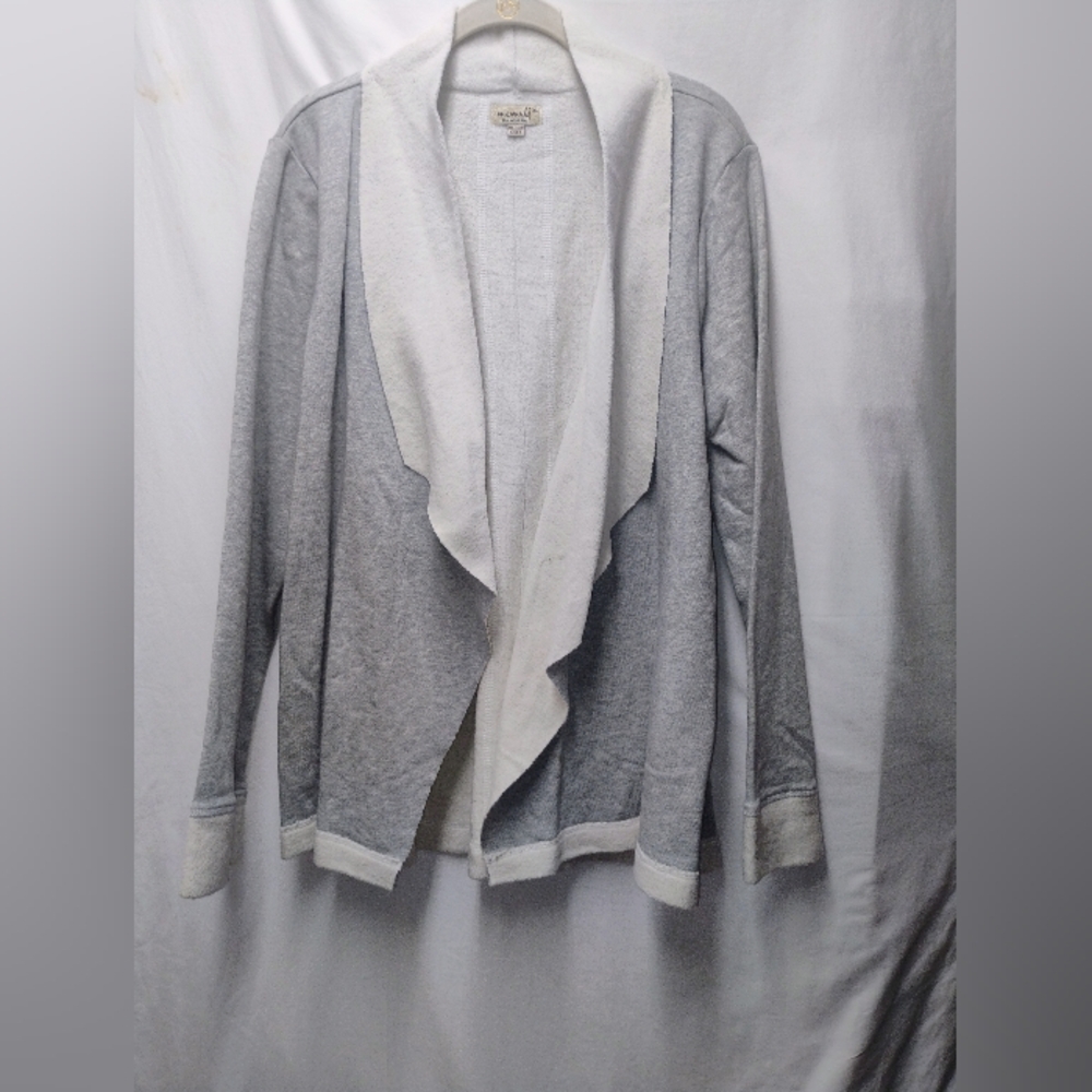 Cozy Two-Tone Shawl Collar Cardigan - Gray & Cream